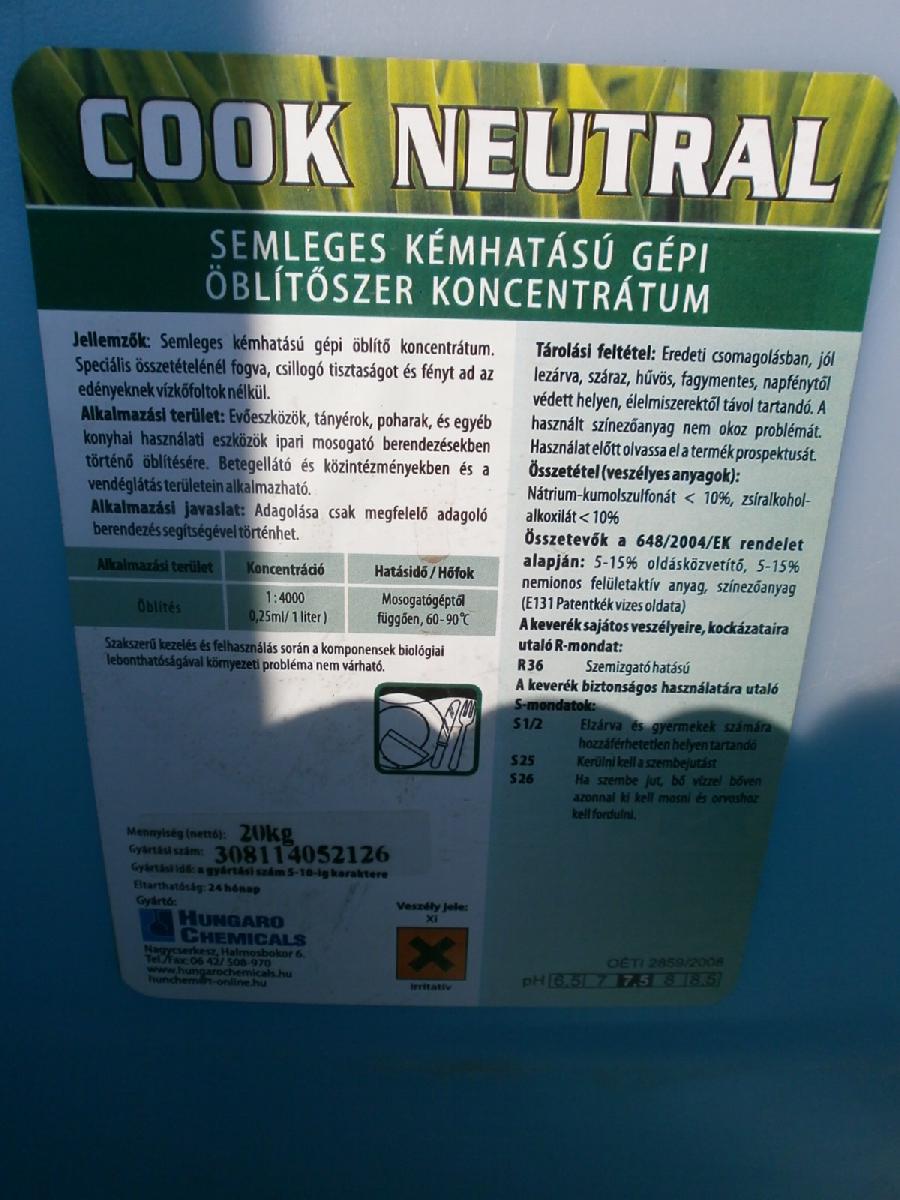Semleges kémhatású gép öblítőszer koncentrátum