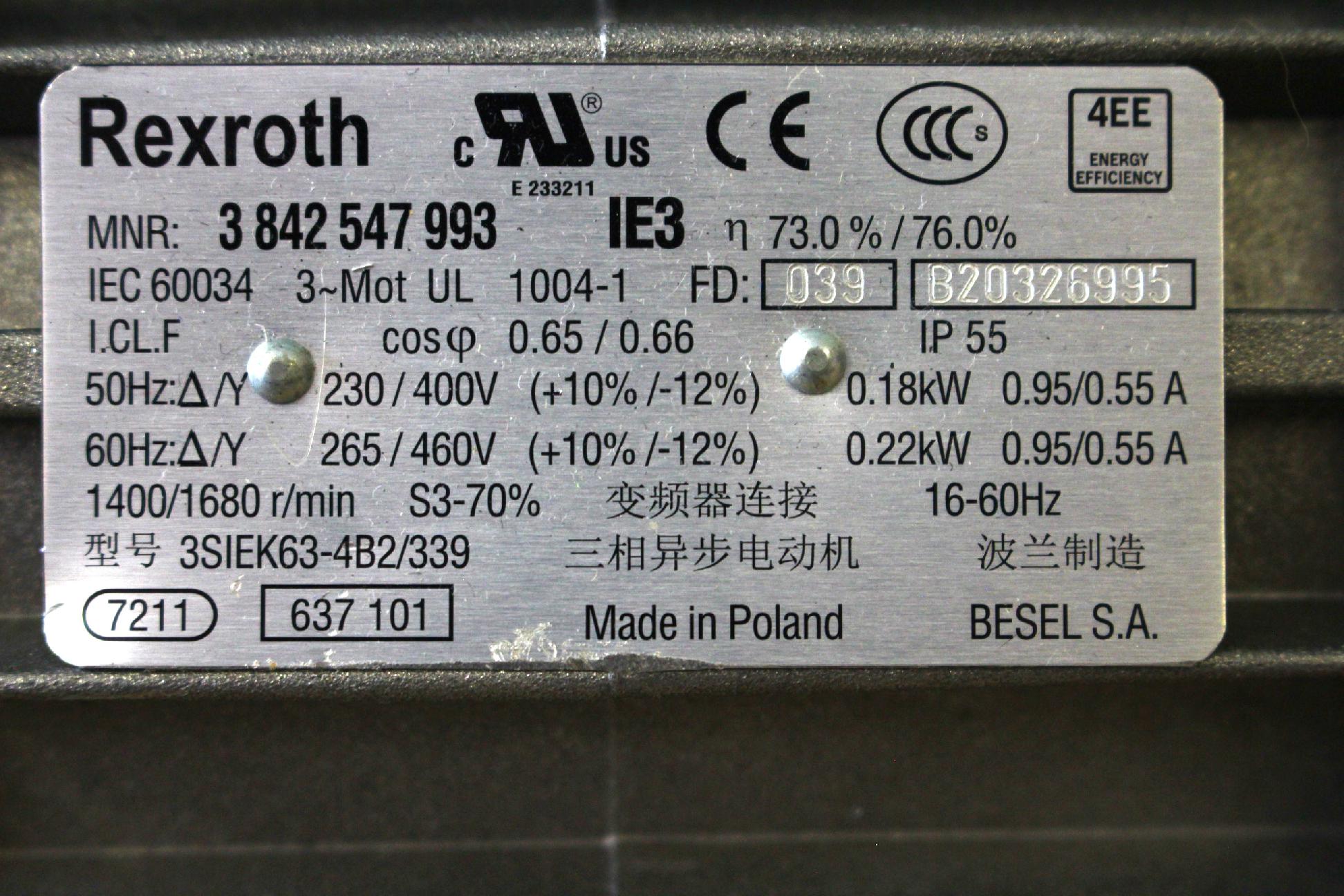 Hajtóműves villanymotor 0,18kw Rexroth - 4. kép