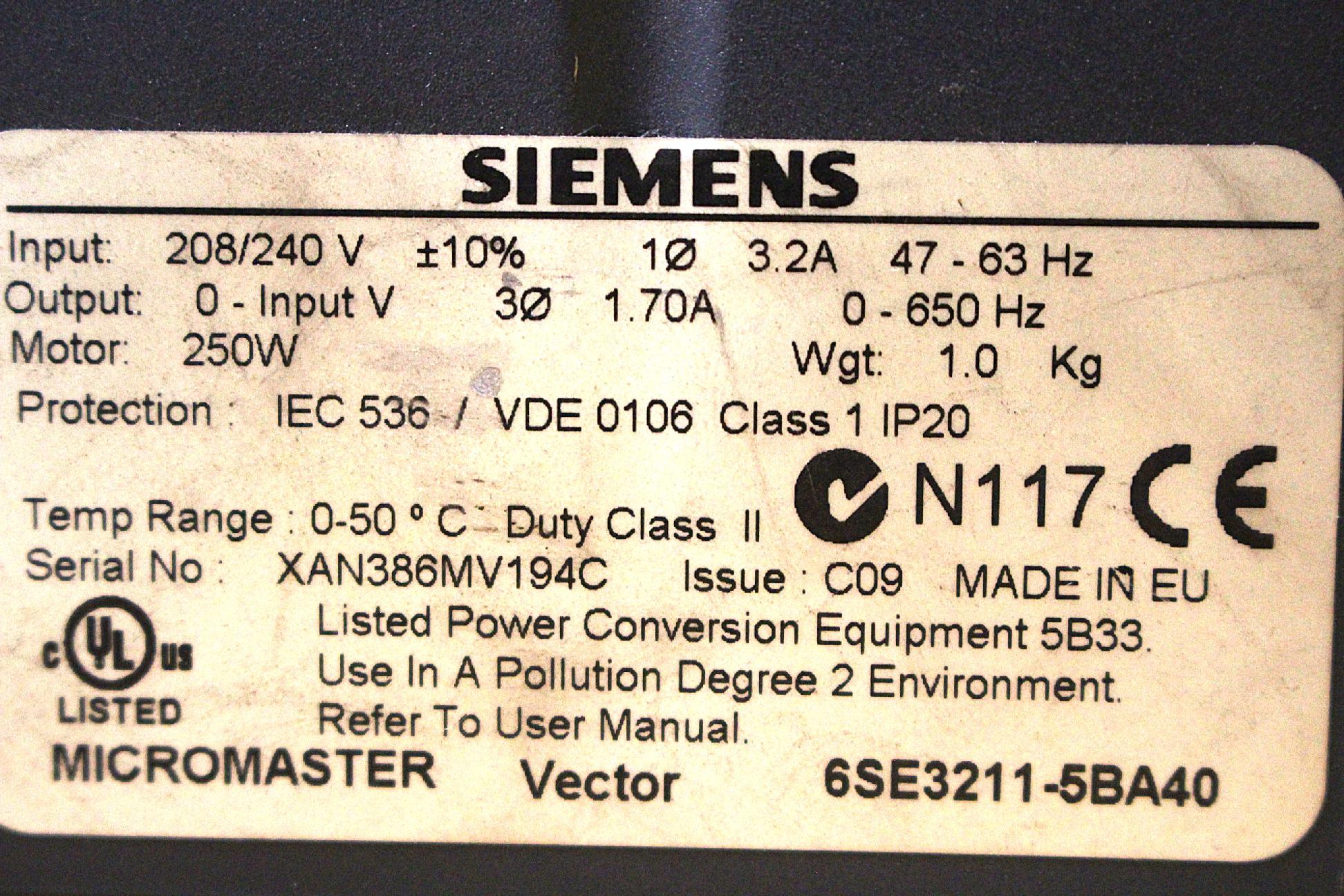 Motorvezérlő inverter frekvenciaváltó 250W Siemens - 4. kép