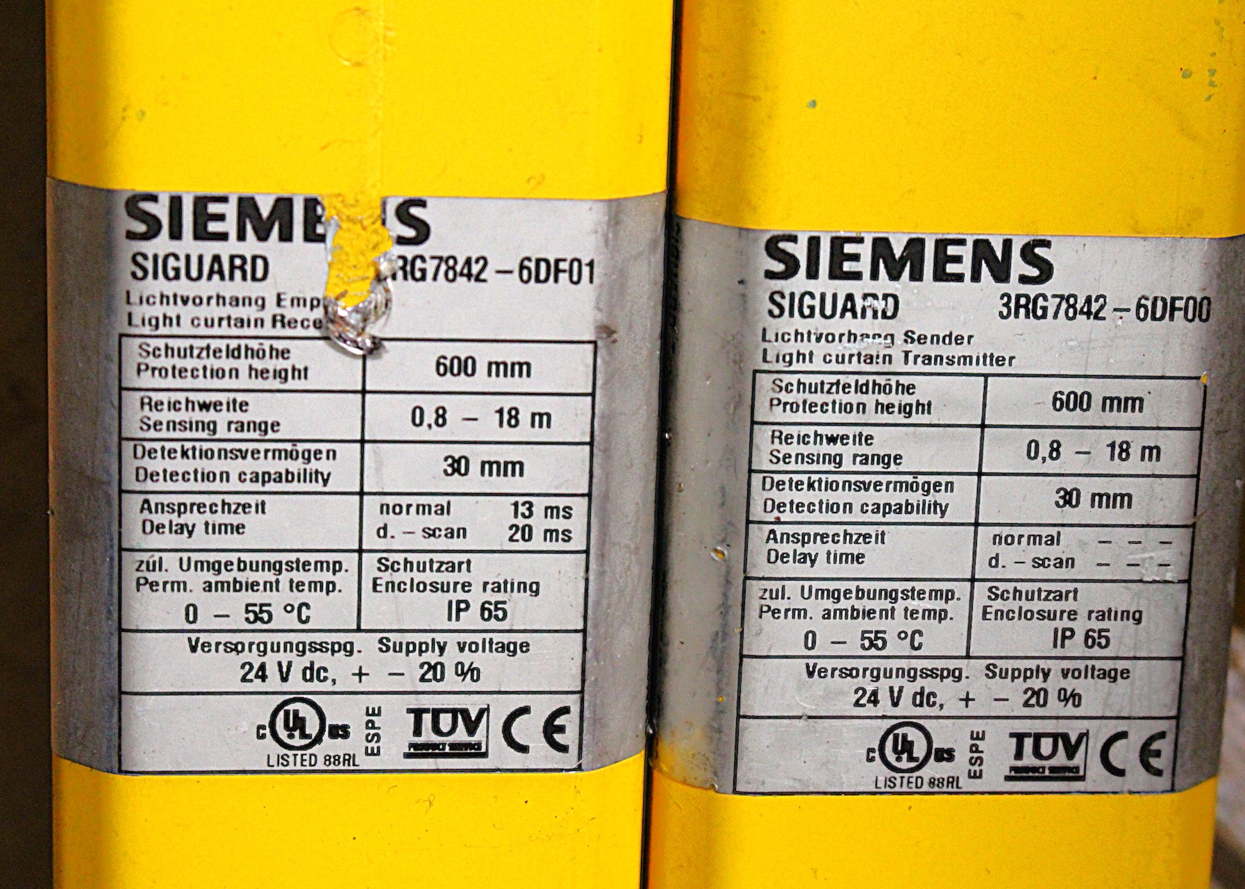 Biztonsági fényfüggöny ipari fénykapu adó-vevő Siemens - 6. kép