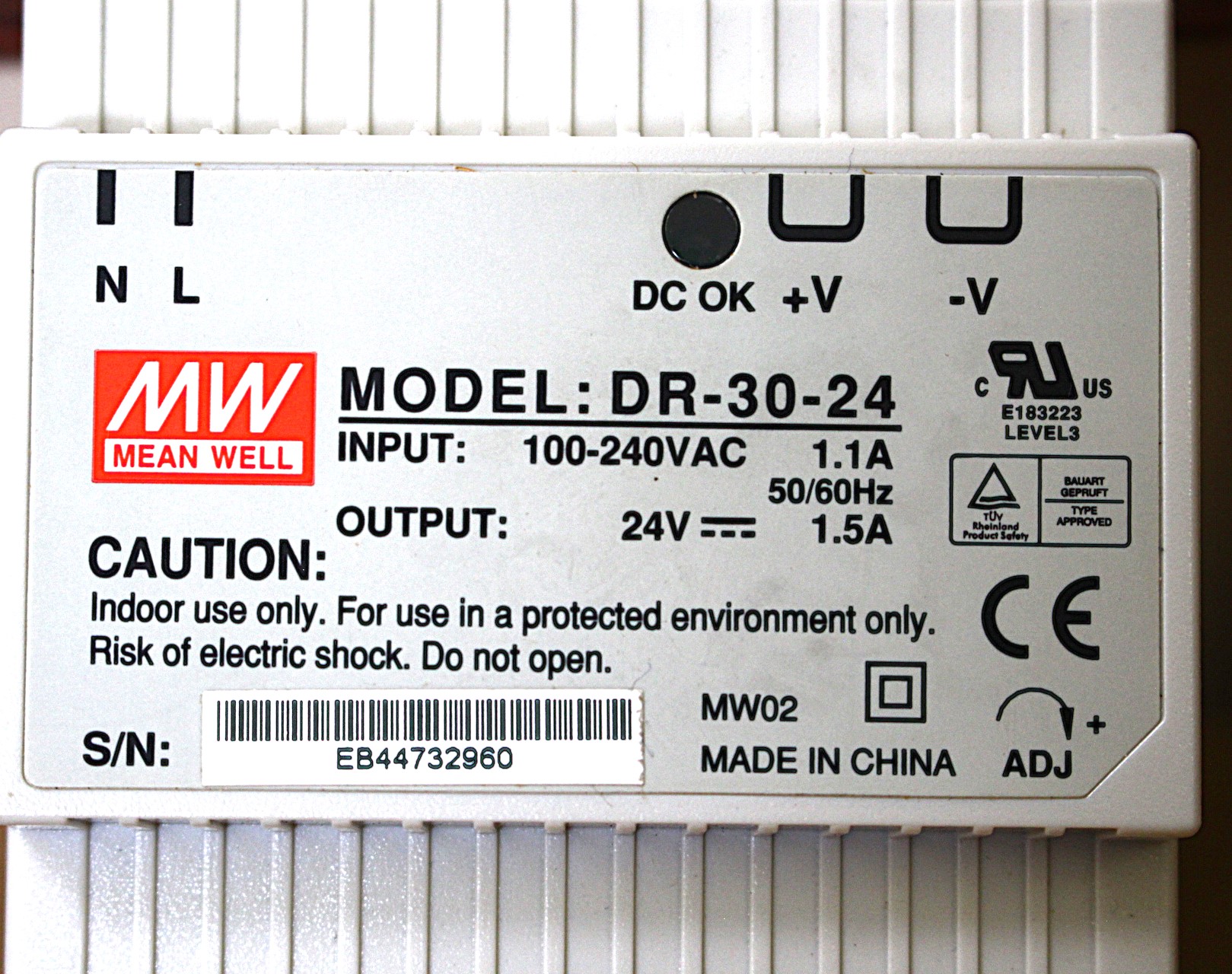 Tápegység 24Vdc 30W Mean Well új - 5. kép