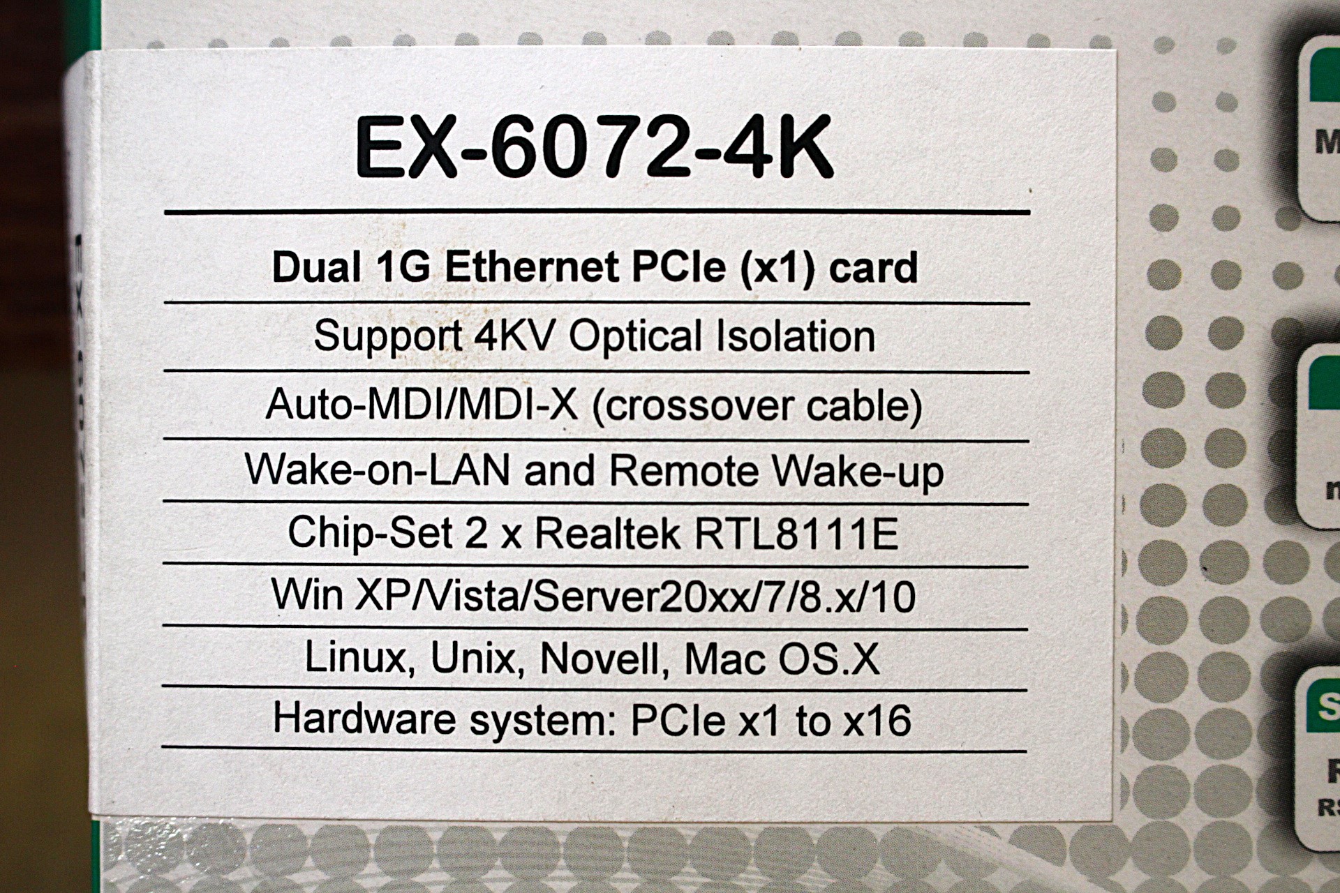 2 Port PCIe Dual Ethern PCI kártya új - 4. kép